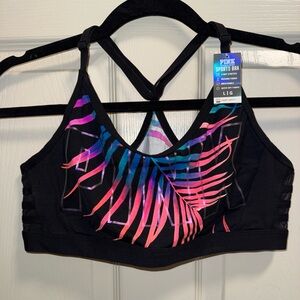 PINK Victoria's Secret Black Bra with Vibrant Palm Design